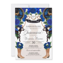 Rosas azuis Elegante Western Charro Quinceañera