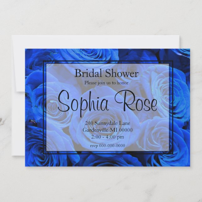 Convites Rosas azuis Elegantes flores azuis florais azuis (Frente)