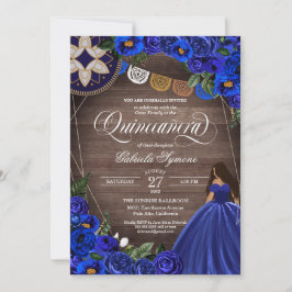 Convites Rosas Azuis Ocidentais Charro Quinceanera Vestido