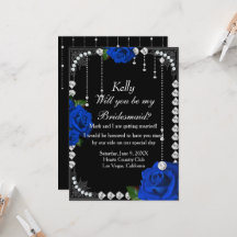 Rosas Azuis Românticos E Ouros Bridesmaid