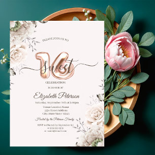 Convites Rosas Bege Elegantes Rosadas Sweet 16