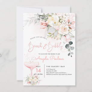Convites Rosas Blush de Creme de Borbulha do PixDezines