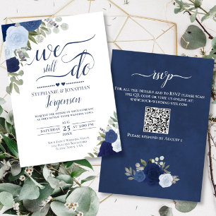 Convites Rosas Boho Azul Ainda Fazemos Vow Renewation Códig