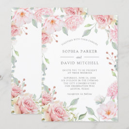 Convites Rosas Bonitas | Casamento Floral Rosa Elegante