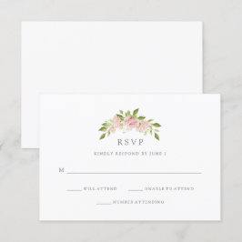 Convites Rosas Bonitas | RSVP de Casamento Floral Rosa Eleg
