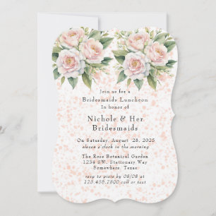 Convites Rosas Botânicos Brancos Rosa Bridesmaids Luncheon