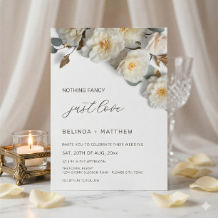 Convites Rosas Brancas 3D Flores Elegantes Casamento Branco