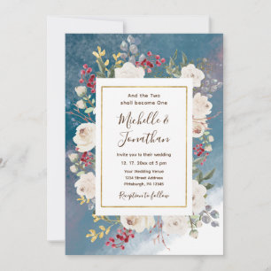 Convites Rosas brancas Berries vermelhas no casamento crist