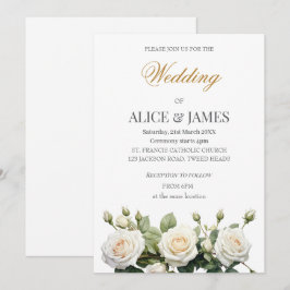 Convites Rosas Brancas de Casamento