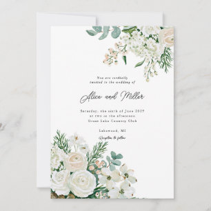 Convites Rosas Brancas de Inverno Dogwood e Casamento de Ab