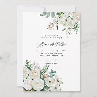 Convites Rosas Brancas de Inverno Dogwood e Casamento de Ab