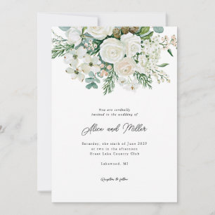 Convites Rosas Brancas de Inverno Dogwood e Casamento de Ab