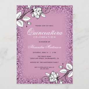 Convites Rosas Brancas de Quinceanera Roxas Roxas