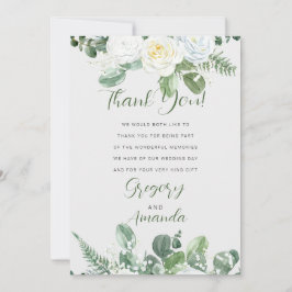 Convites Rosas brancas elegantes e verde