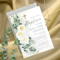 Rosas Brancas Elegantes Eucalyptus Floral Girl Bap