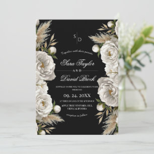 Convites Rosas Brancas Elegantes Flores Boho Casamento Aqua