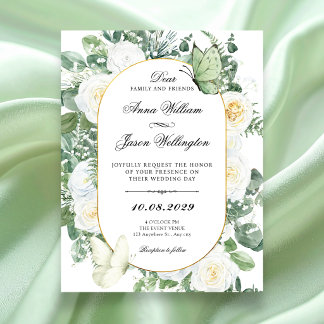 Convites Rosas brancas florais casamento