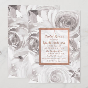 Convites Rosas Brancas Florais Rosa Moderno Chic Festa de N