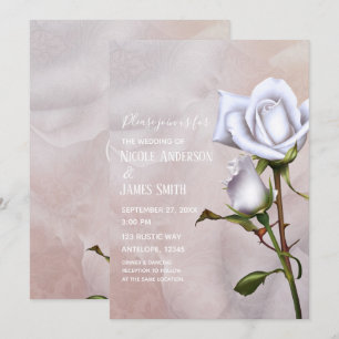 Convites Rosas Brancas Macias Românticas Elegantes Florais 
