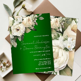Convites Rosas Brancas no Casamento Verde Esmeralda