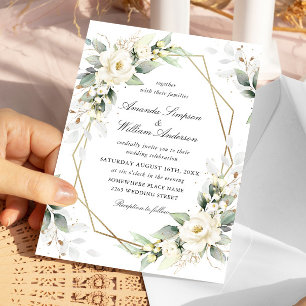 Convites Rosas Brancas Pastel Elegantes Eucalipto Casamento