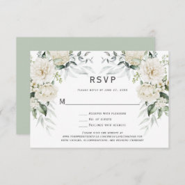Convites Rosas brancas, Peonies Eucalyptus RSVP