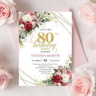 Convites Rosas brancas rosadas com acabamento em dourado el