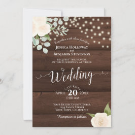 Convites Rosas Brancas Russas e Luzes no Casamento da Madei