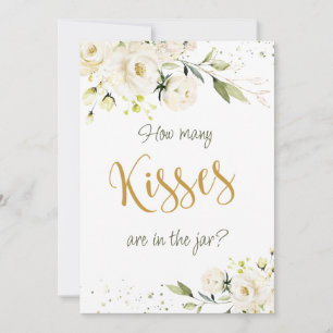 Convites Rosas brancas verde adivinha quantos beijos em jar