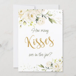 Convites Rosas brancas verde adivinha quantos beijos em jar