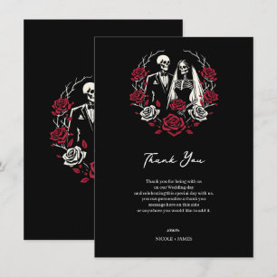 Convites Rosas Brancas Vermelhas & Pretas Esqueleto Casamen