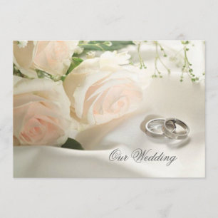 Convites Rosas brancos e anéis de creme que Wedding o