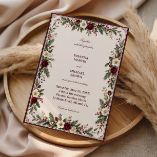 Convites Rosas Carmesim Tecidas em Tartan
