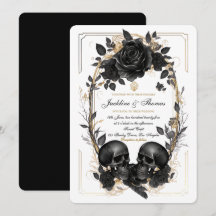 Rosas Caveira Preto Branco Dourado Casamento Gótic