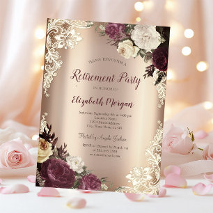 Convites Rosas Chic Burgundy, Baixa de rendas