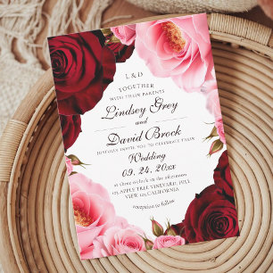 Convites Rosas Clássicas Elegantes Casamento Florido