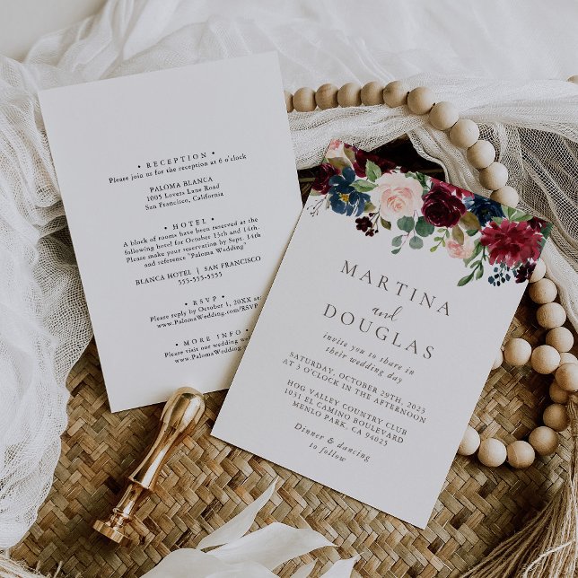 Convites Rosas clássicos do rico Casamento frontal e trasei (Criador carregado)