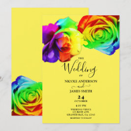 Convites Rosas Coloridas do Arco-Íris Ousado Casamento Flor
