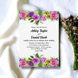 Convites Rosas Coloridos de Boho Casamento Floral de Verão