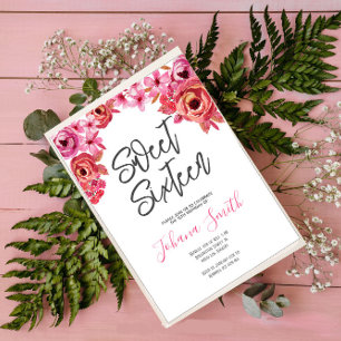 Convites Rosas cor-de-laranja cor-de-rosa Doce Dezesseis An