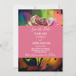 Convites Rosas cor-de-rosa abstrato Salve a Data