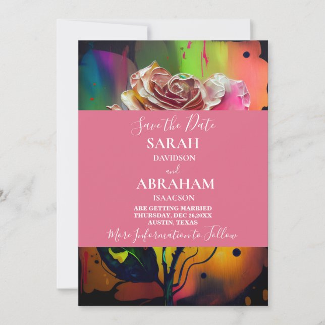 Convites Rosas cor-de-rosa abstrato Salve a Data (Frente)