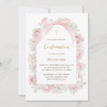 rosas cor-de-rosa aquarela Confirmação