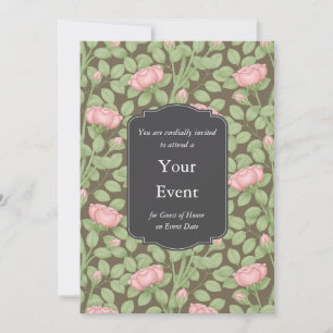 Convites Rosas Cor-de-Rosa Delicadas Personalizadas Marrom