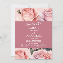 Convites Rosas Cor-de-Rosa Elegantes Salve a Data