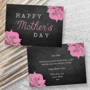 Convites Rosas Cor-de-Rosa Em Lousa Feliz Dia das Mães