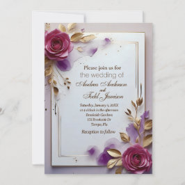 Convites Rosas cor-de-rosa-fundo douradas quadro dourado ca