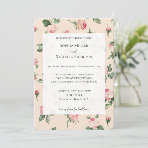 Convites Rosas Cor-de-Rosa Lindas - Casamento Floral