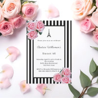 Rosas cor-de-rosa listras pretas e brancas Paris S
