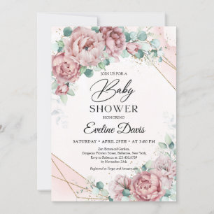 Convites rosas cor-de-rosa poeirentas primavera boho eucali